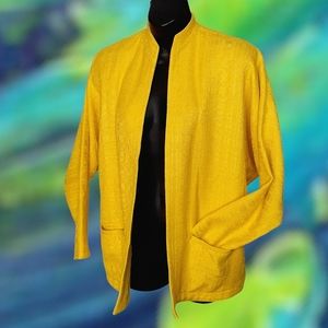 Vintage DATTILO High End Designer Gold Mandarin Collar Cardigan Oversize Blazer